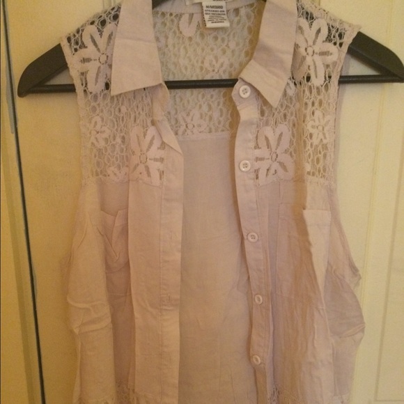 Lace cream button up