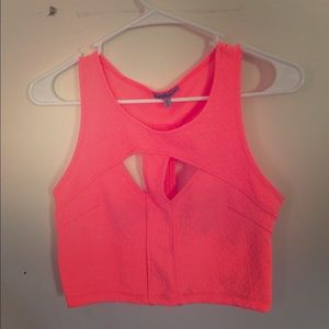 Neon Pink Cutout Crop Top