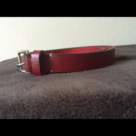 Red leather Coach belt