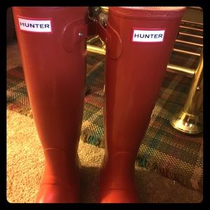 Brick Red-Glossy Hunter Boots-Authentic