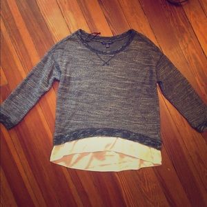 AEO Grey and White Layered Sweater