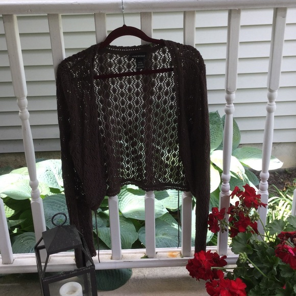 Brown Lacey shrug sweater