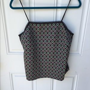 Zara patterned cami with black lace side panels