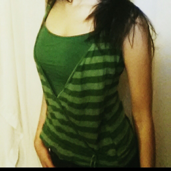 Green striped 2 in 1 top.