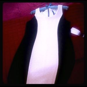 Kensie bulk & wht figure flattering dress