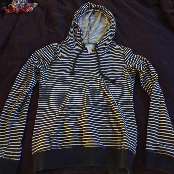 Blue and white striped hoodie