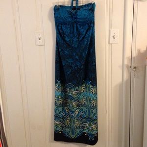 Blue/green maxi halter dress