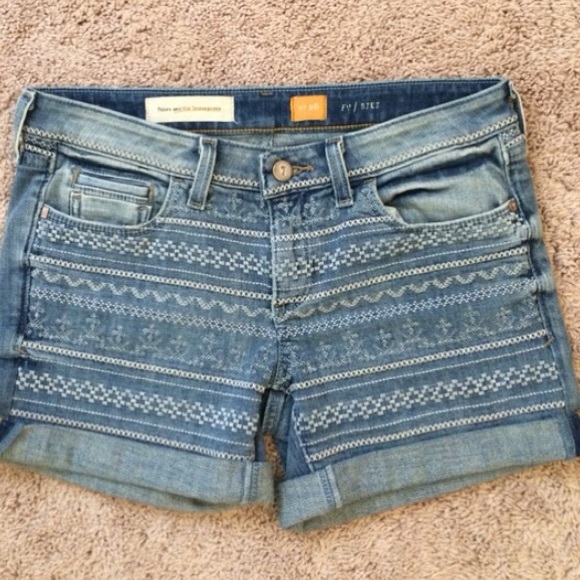 Anthropologie Pilcro Embroidered Jean Shorts