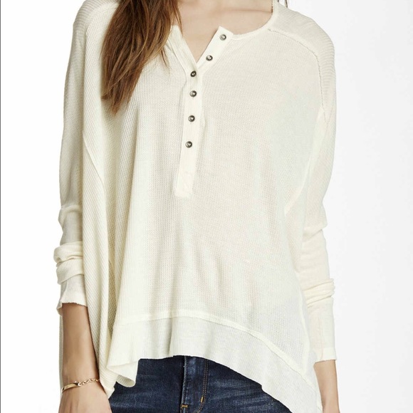 Free People Henley Waffle Hi Lo Ivory Swing Top S