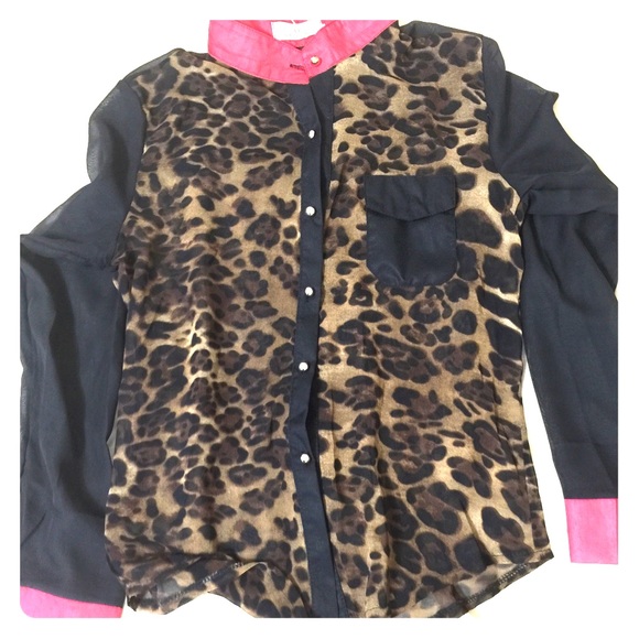 Sheer Leopard/Black/Red blouse