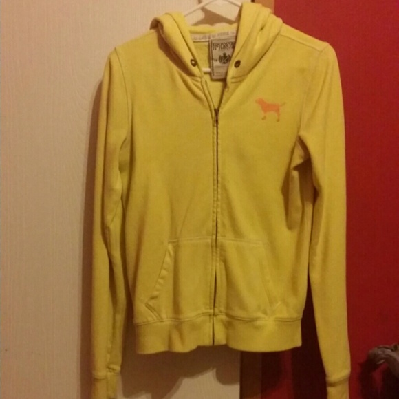 Pink yellow zip up hoodie!!
