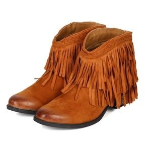 Never worn! Brown Fringe Booties