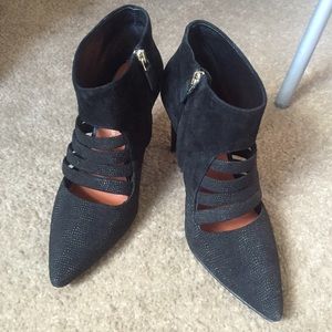 Rebecca Minkoff black stripped boots