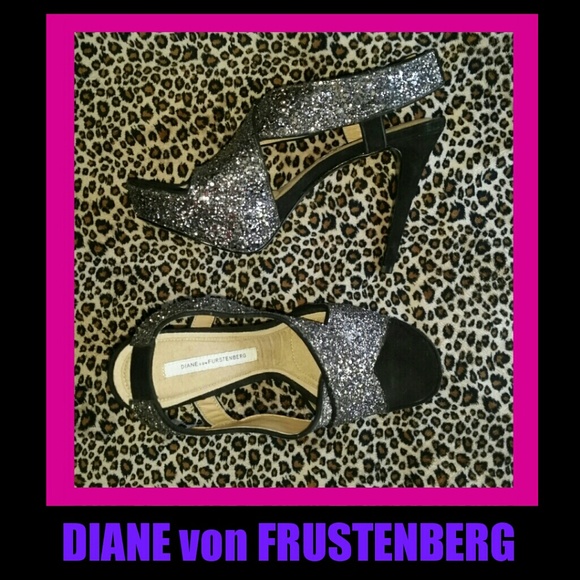 * Diane von Furstenberg * Zia Glitter Heels * - Picture 2 of 4