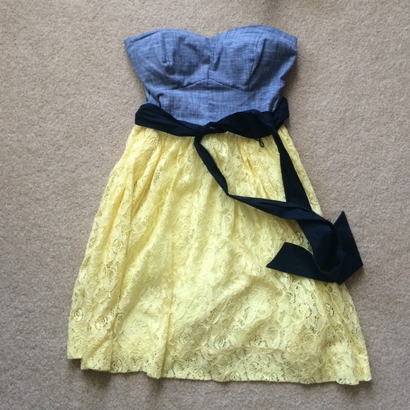 Yellow/Navy Blue dress WORN ONCE