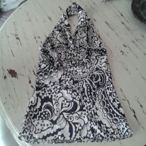 Express size xs black and white silk halter
