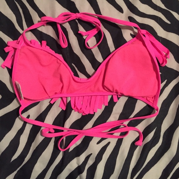 Hot Pink Fringe Bikini Top. - Picture 2 of 2