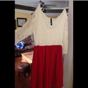 Red Dress with Lace Top