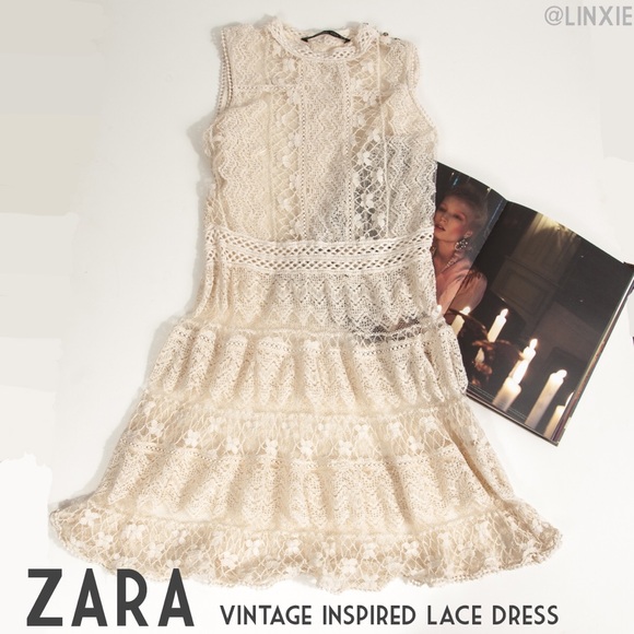ZARA Sheer Lace Crocheted Vintage Inspired Dress