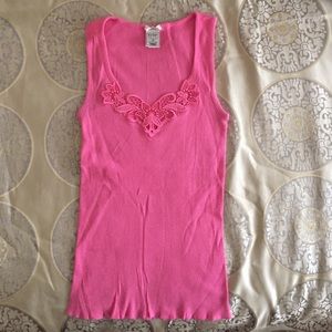 OLD NAVY Hot Pink Crochet Like Ribbed Tank Top M
