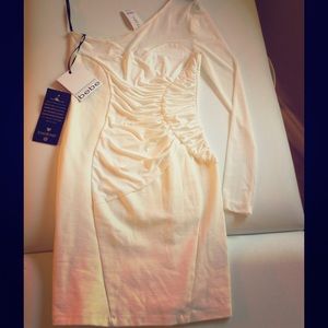 Kardashian Bebe white one shoulder dress