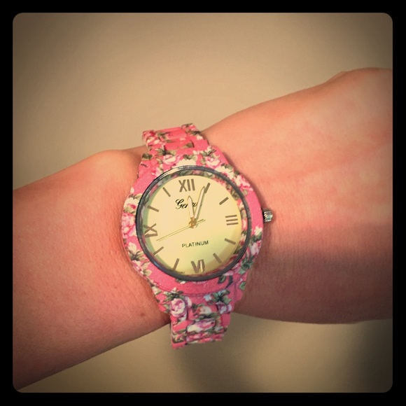Pink floral watch