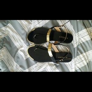 Black and Gold Report Sandals