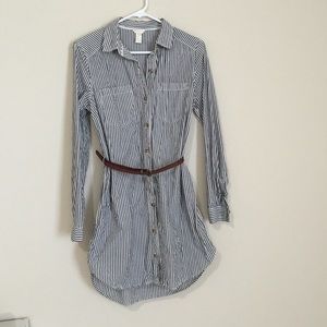 stripe shirt dress with belt