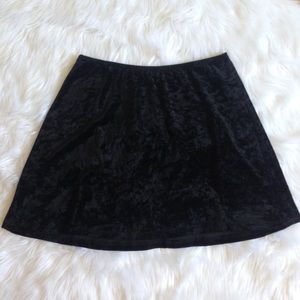 Crushed Velvet Black Skater Skirt
