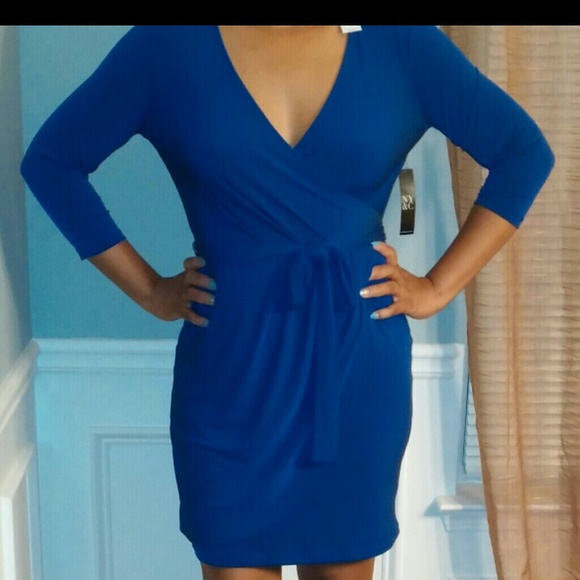 GORGEOUS Royal Blue faux wrap dress