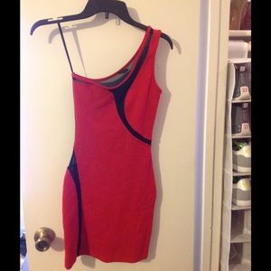 Red and mesh party dress