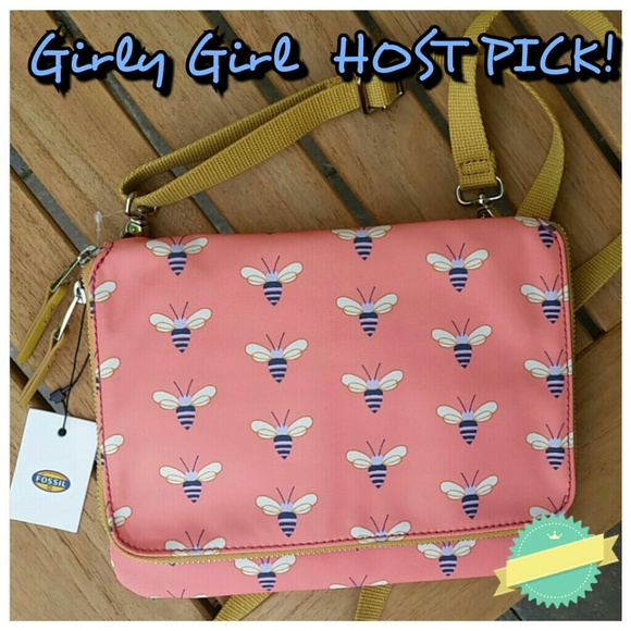 FINAL SALE! HP! Fossil Bee Keyper Cross Body Pink