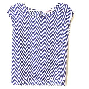 Emmetee blouse -blue and white zig zag