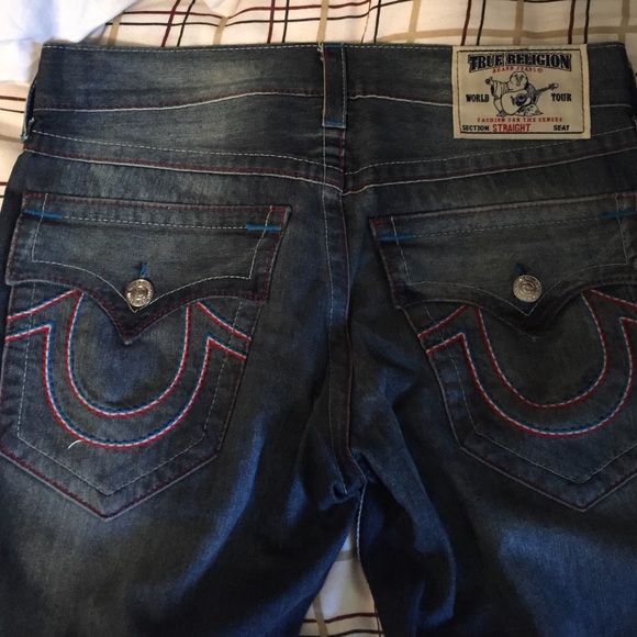 True Religion Straight Jeans Blue and Red