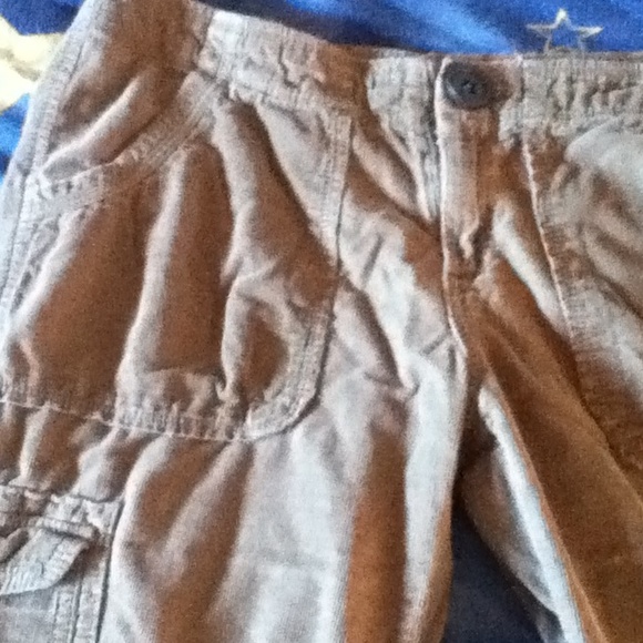 Low-rise olive corduroy pants