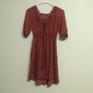 Rust polka dot mod cloth dress