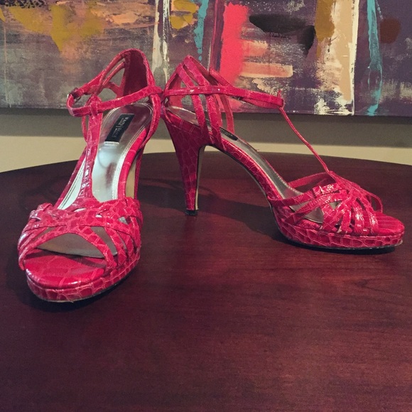 Dark Pink Snakeskin Heels