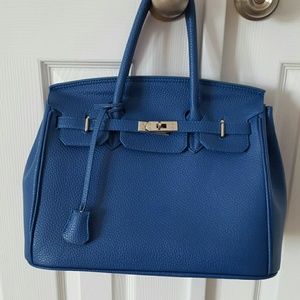 PU LEATHER HANDBAG BLUE