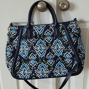 Vera Bradley Trapeze Tote in Blue Ink