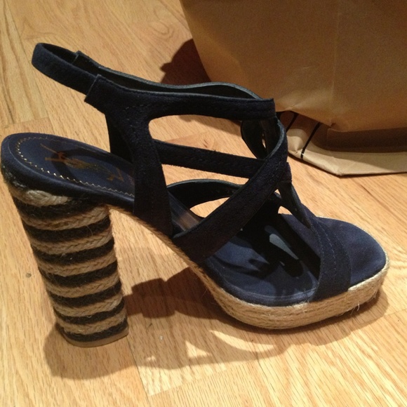 Ysl authentic blue suede shoes