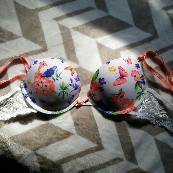 Neon floral pushup bra 34b NWOT