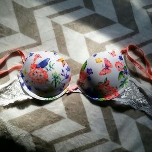 Neon floral pushup bra 34b NWOT