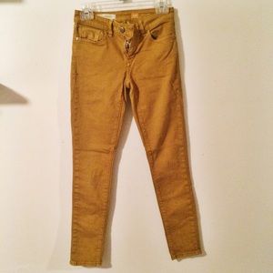 ANTHROPOLOGIE mustard skinny jeans