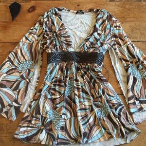 Sky mosaic 3/4 sleeve blouse