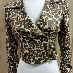 Animal print crop jacket