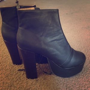 Black leather booties brand new REAL LEATHER
