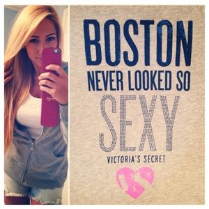 Victoria's Secret Bling Sequin Grey Hoodie BOSTON