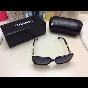 CHANEL SUNGLASSES AUTHENTIC FRAME GOLD CHAIN
