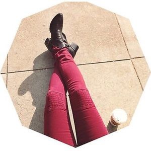 NWT Carmar Skinny Midrise Maroon Moto Jeans