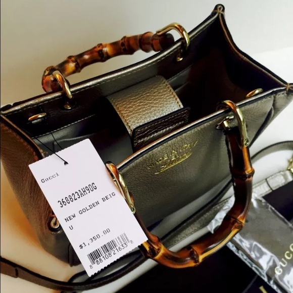 NWT Authentic Gucci Bamboo Gold Leather Mini Bag! - Picture 2 of 4